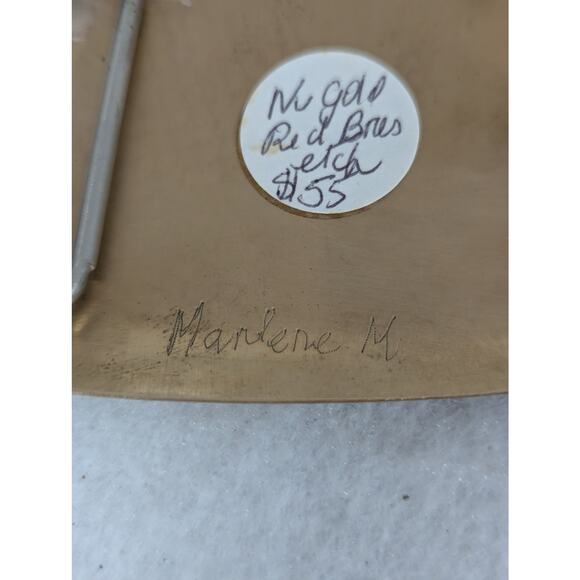 Belt buckle "Nu Gold" Red Brass Etched and Oxidized 29grams belt width to 1.25" - Picture 3 of 9